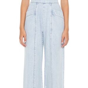 Light Blue Striped Wide-Leg Pants